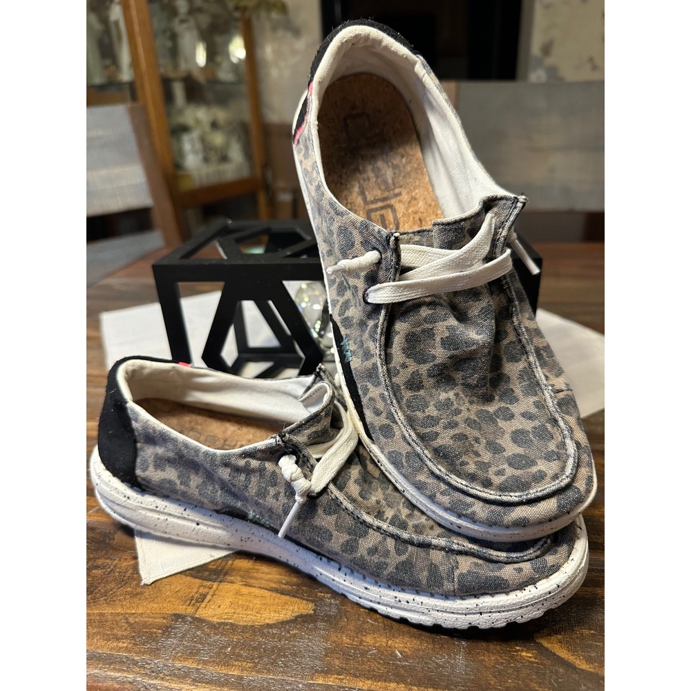 Hey Dude Wendy Jungle Brown Leopard Print Slip On Shoes Women US 8 EU‎ 39